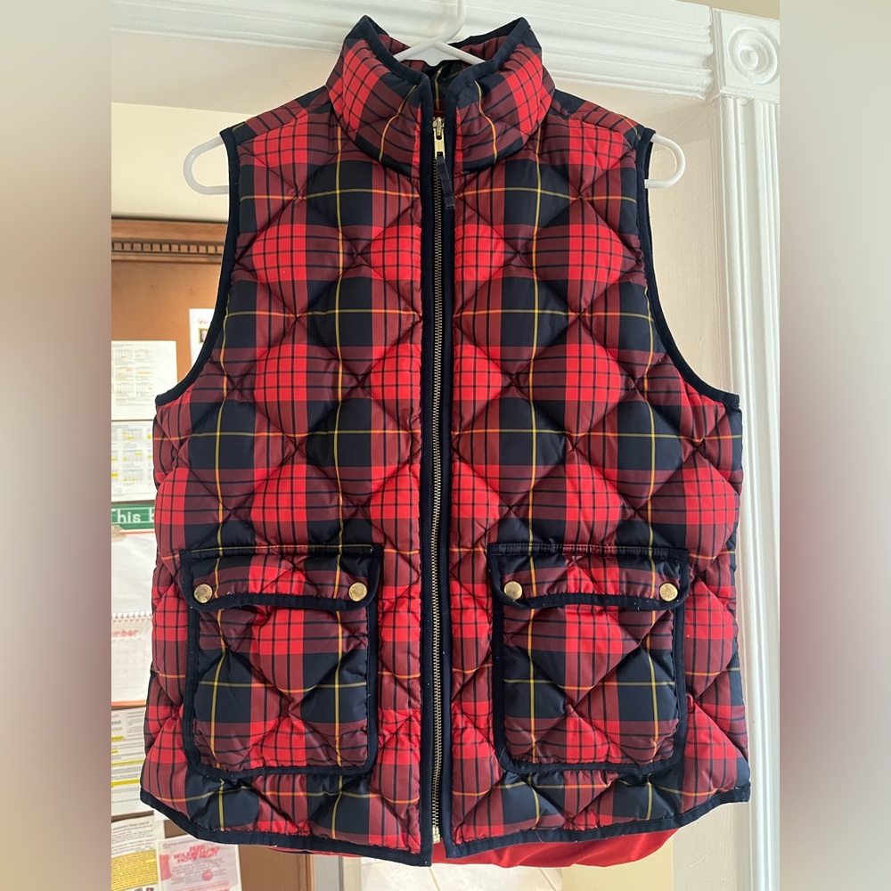 J. Crew Vibrant Red Plaid Vest